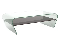 Mesa de centro KELLY - Vidro temperado - Mesinha preta lacada*Vente-unique New