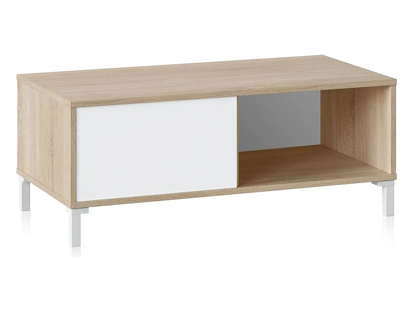 duehome Mesa De Centro*Mesa de centro Lea Blanco Artik (Blanco Mate) - Roble Canadian Natural claro