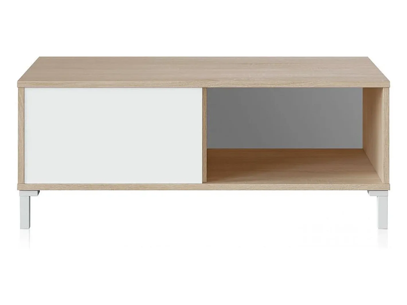 duehome Mesa De Centro*Mesa de centro Lea Blanco Artik (Blanco Mate) - Roble Canadian Natural claro