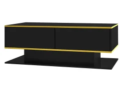 Mesa de centro LED moderna - Acabamento brilhante - Com 3 gavetas - Com iluminação LED -*ModernLuxe Outlet