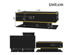 Mesa de centro LED moderna - Acabamento brilhante - Com 3 gavetas - Com iluminação LED -*ModernLuxe Outlet