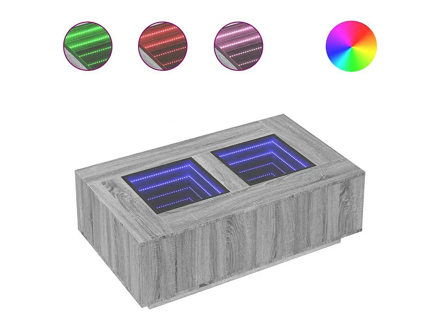 vidaxl Mesa De Centro*Mesa de centro luzes LED Infinity 116x69x40 cm sonoma Cinzento
