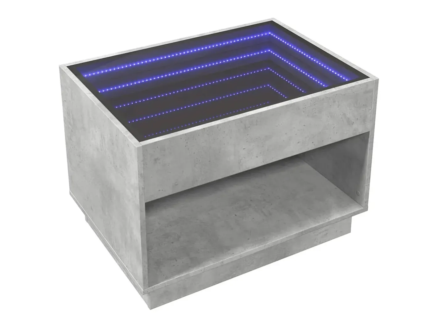 vidaxl Mesa De Centro*Mesa de centro luzes LED Infinity 70x50x50 cm cimento Cinzento