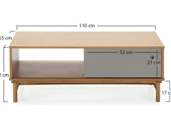 Mesa de Centro Magnus 1 Porta de correr e 1 Vão, Madeira Maciça*VS Venta-stock New