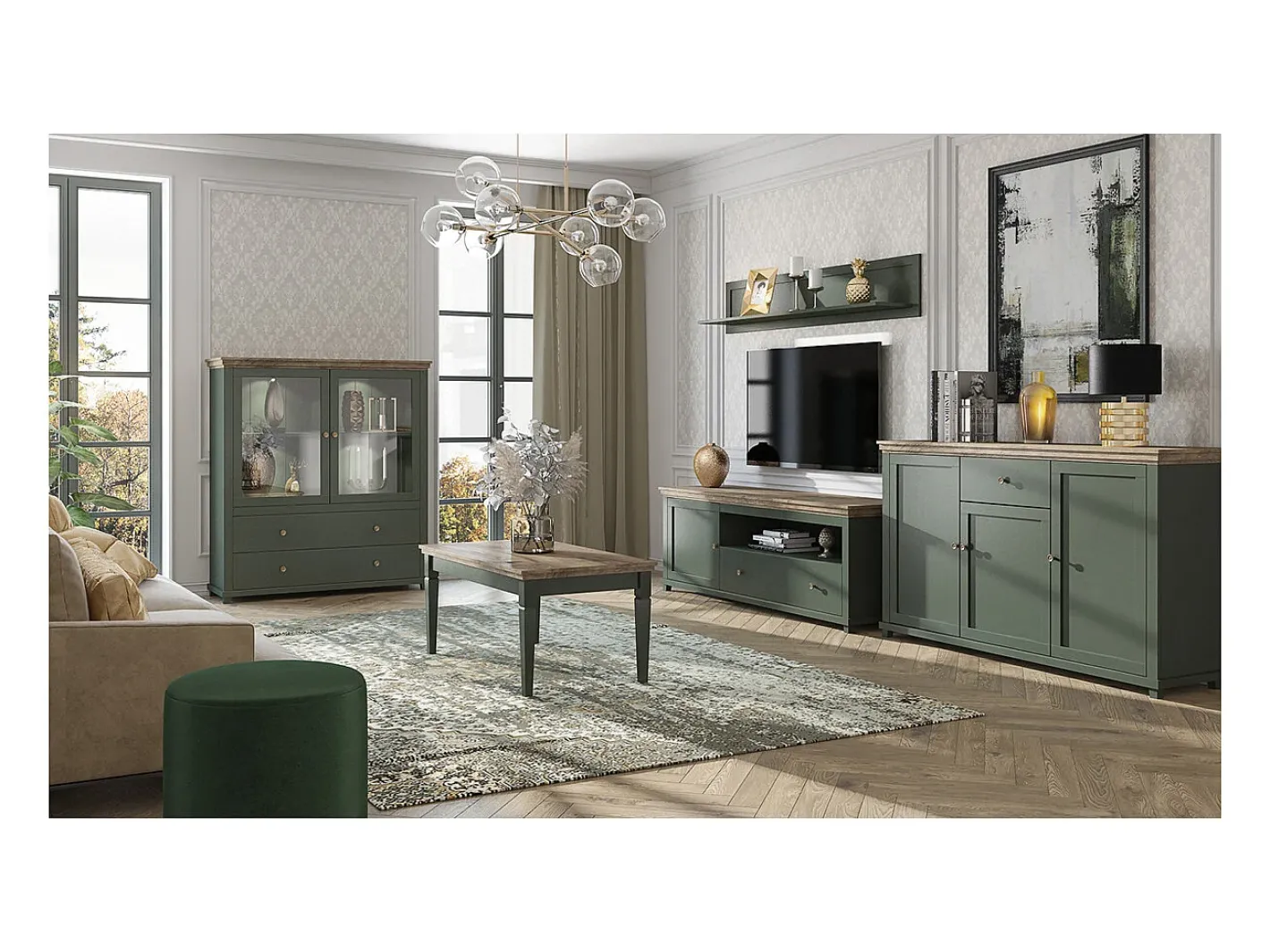 Petits-Meubles Mesa De Centro*Mesa de centro Martin verde e madeira 60cm Castanho