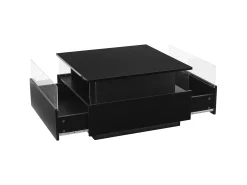 Mesa de centro moderna - com 2 gavetas + compartimentos em vidro -*ModernLuxe New