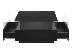 Mesa de centro moderna - com 2 gavetas + compartimentos em vidro -*ModernLuxe New
