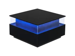 Mesa de centro moderna - com 2 gavetas + compartimentos em vidro -*ModernLuxe New