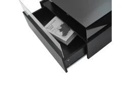 Mesa de centro moderna - com 2 gavetas + compartimentos em vidro -*ModernLuxe New