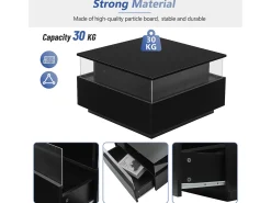 Mesa de centro moderna - com 2 gavetas + compartimentos em vidro -*ModernLuxe New