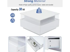 Mesa de centro moderna - com 2 gavetas + compartimentos em vidro -^ModernLuxe Best