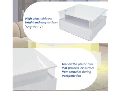 Mesa de centro moderna - com 2 gavetas + compartimentos em vidro -^ModernLuxe Best