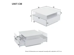 Mesa de centro moderna - com 2 gavetas + compartimentos em vidro -^ModernLuxe Best