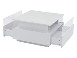 Mesa de centro moderna - com 2 gavetas + compartimentos em vidro -^ModernLuxe Best