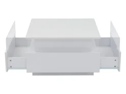 Mesa de centro moderna - com 2 gavetas + compartimentos em vidro -^ModernLuxe Best
