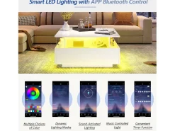 Mesa de centro moderna - com 2 gavetas + compartimentos em vidro -^ModernLuxe Best