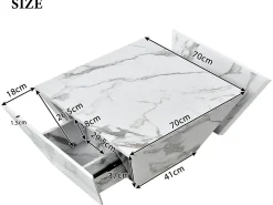 Mesa de centro moderna - com 2 gavetas - folheado com padrão mármore -*ModernLuxe Outlet