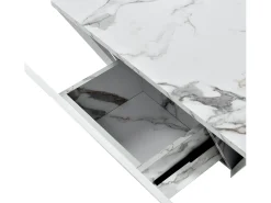 Mesa de centro moderna - com 2 gavetas - folheado com padrão mármore -*ModernLuxe Outlet