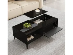 Hot Mesa de centro moderna ajustável em altura 110x50x48 cm - com compartimento de armazenamento - Prateleiras abertas - Mesa De Centro