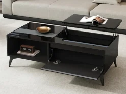 Hot Mesa de centro moderna ajustável em altura 110x50x48 cm - com compartimento de armazenamento - Prateleiras abertas - Mesa De Centro