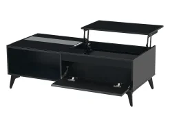 Hot Mesa de centro moderna ajustável em altura 110x50x48 cm - com compartimento de armazenamento - Prateleiras abertas - Mesa De Centro