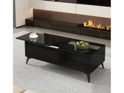 Hot Mesa de centro moderna ajustável em altura 110x50x48 cm - com compartimento de armazenamento - Prateleiras abertas - Mesa De Centro