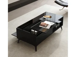 Hot Mesa de centro moderna ajustável em altura 110x50x48 cm - com compartimento de armazenamento - Prateleiras abertas - Mesa De Centro