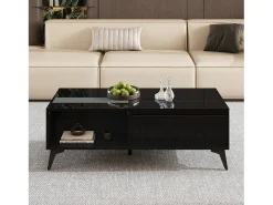 Hot Mesa de centro moderna ajustável em altura 110x50x48 cm - com compartimento de armazenamento - Prateleiras abertas - Mesa De Centro