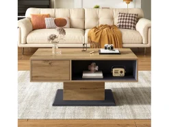 Mesa de centro moderna 100x50x46,5 cm - Prateleiras abertas - Painéis de partículas - Natural^ModernLuxe Hot