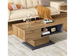 Mesa de centro moderna 100x50x46,5 cm - Prateleiras abertas - Painéis de partículas - Natural^ModernLuxe Hot