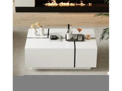 Outlet Mesa de centro moderna 100x60x40cm - acabamento brilhante - com 4 gavetas - branca Mesa De Centro