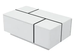 Outlet Mesa de centro moderna 100x60x40cm - acabamento brilhante - com 4 gavetas - branca Mesa De Centro