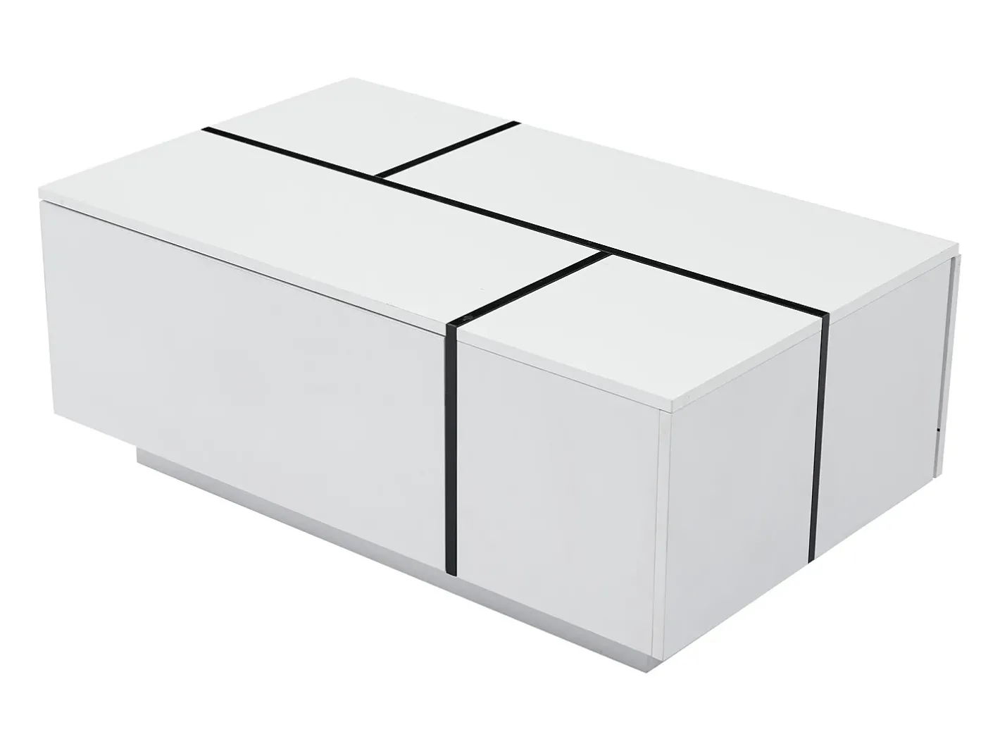 Outlet Mesa de centro moderna 100x60x40cm - acabamento brilhante - com 4 gavetas - branca Mesa De Centro