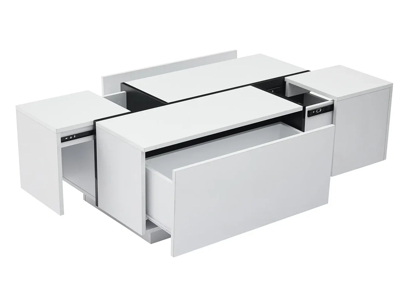 Outlet Mesa de centro moderna 100x60x40cm - acabamento brilhante - com 4 gavetas - branca Mesa De Centro