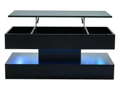 Mesa de centro moderna 100x50x42 cm - com iluminação LED - compartimento oculto - elevador hidráulico -*ModernLuxe Hot
