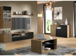 Mesa de centro Nera madeira e preto 45cm*Furnlux Sale