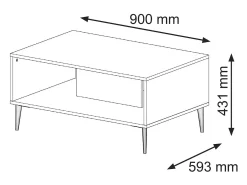Furnlux Mesa De Centro*Mesa de centro Philaé branco e preto 43cm Preto / Branco