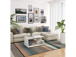Mesa de Centro PIN Branca, Laminada com Acabamento Fosco, Medidas 90x45x51 cm, Montagem DIY^Akord Clearance