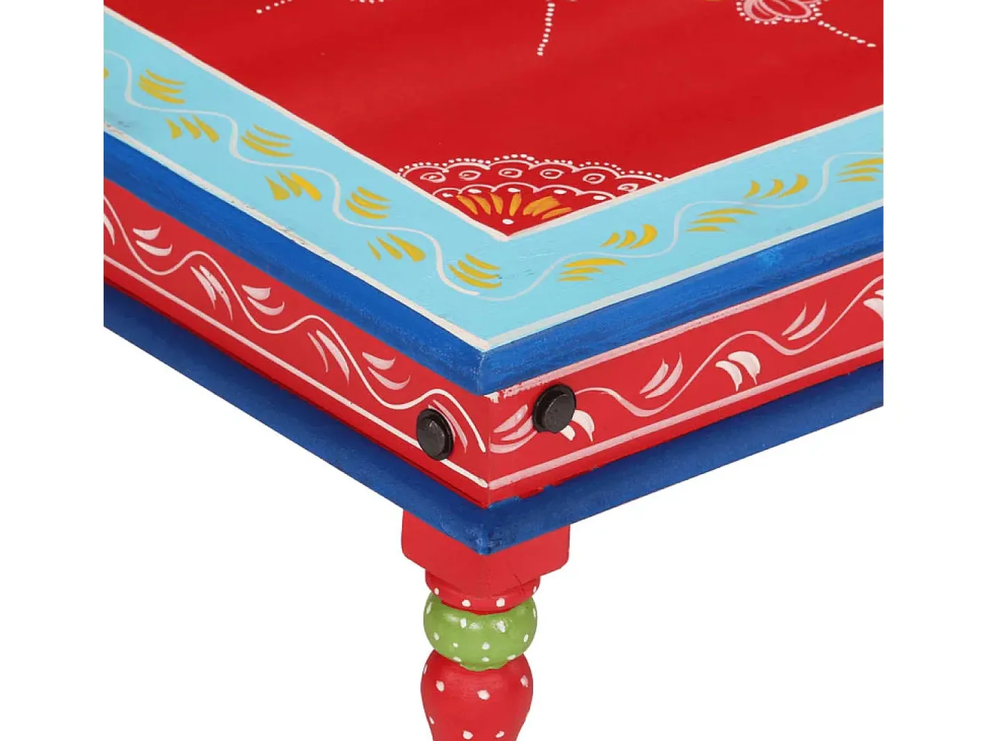 vidaxl Mesa De Centro*Mesa de centro pintada à mão mangueira maciça Vermelho