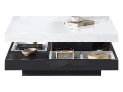 Best Mesa de centro quadrada com 4 compartimentos e tampo giratório - 70 x 70 x 36 cm - Aglomerado - + branco Mesa De Centro