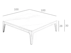 Mesa de centro quadrada em porcelana, mármore e nogueira 2042^Angel Cerda Hot