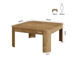New Mesa de Centro Quadrada, Mesa Simples de 100cm para Sala de Estar Mesa De Centro