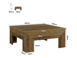 Mesa de Centro Quadrada para Sala de Estar, Mesa Central Grande de 100cm*Tribesigns Sale