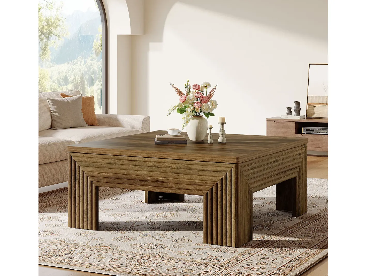 Mesa de Centro Quadrada para Sala de Estar, Mesa Central Grande de 100cm*Tribesigns Sale