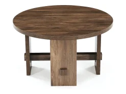 Discount Mesa de Centro Redonda com Pédestal, Mesa de Centro Pequena Circular de 80cm Mesa De Centro