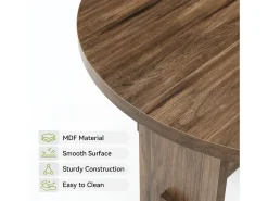 Discount Mesa de Centro Redonda com Pédestal, Mesa de Centro Pequena Circular de 80cm Mesa De Centro