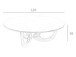 Discount Mesa de centro redonda em vidro temperado e nogueira 2053 Mesa De Centro