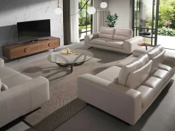 Discount Mesa de centro redonda em vidro temperado e nogueira 2053 Mesa De Centro