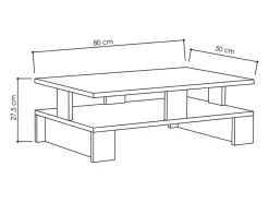 Concept-Usine Mesa De Centro*Mesa de centro retangular em madeira Luco com arrumação - Efeito de madeira de carvalho Castanho