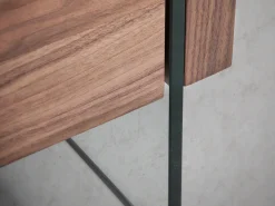 Mesa de centro retangular em nogueira e vidro temperado 2050*Angel Cerda Outlet